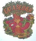 Eat A Beaver Save A Tree Unused Original Vintage T-Shirt Iron-On Heat Transfer