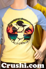 california bikini girl surfing vintage t-shirt iron-on vintage t-shirts iron-ons