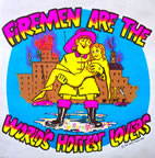 firemen are the world's hottest lovers Unused Original Vintage T-Shirt Iron-On Heat Transfer